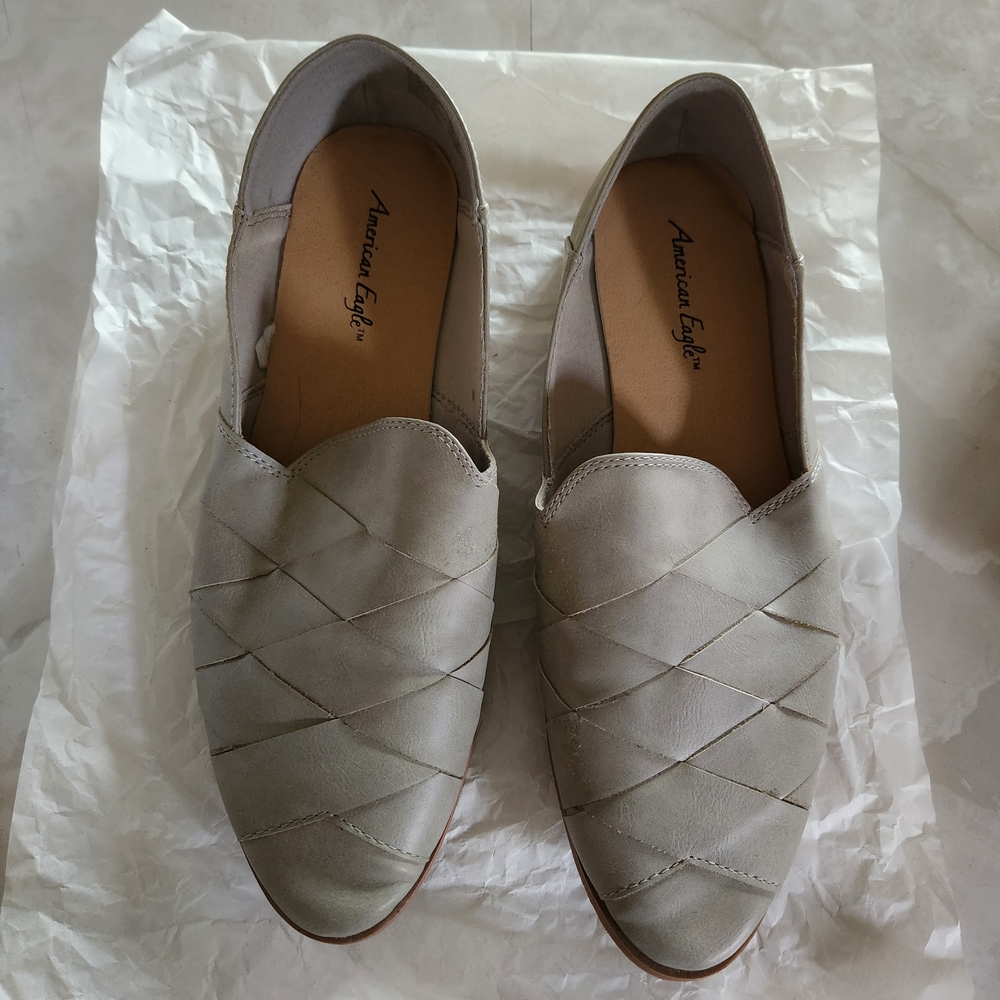 American Eagle Outfitters Gray Woven Flats